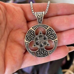 New Celtic knot Irish Necklace Stainless Steel 3mm Round Box chain 22” inches